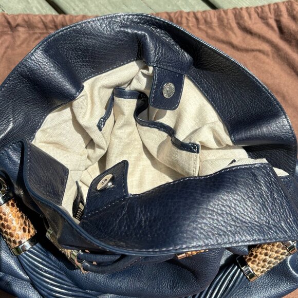 Michael Kors Navy Leather Hobo Bag - Picture 10 of 13